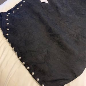 Lumiere suede studded skirt